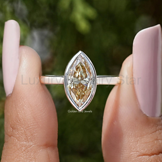 Marquise Bezel Set Moissanite Engagement Ring