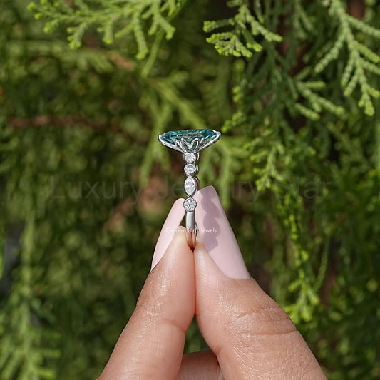 Marquise Cut Moissanite Wedding Ring