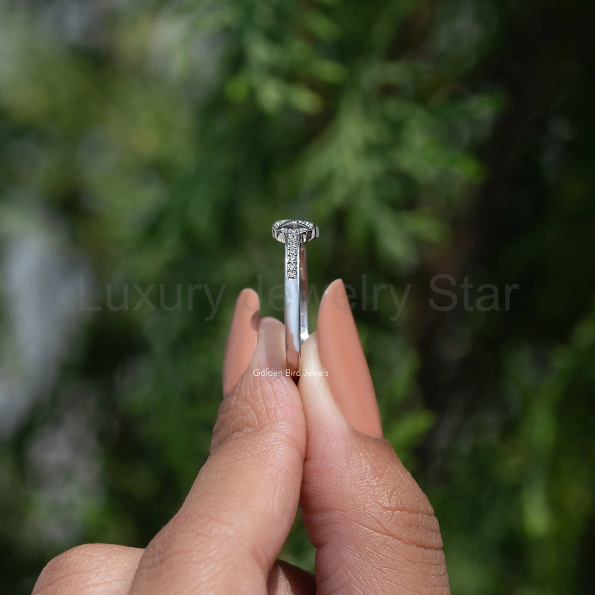Ribbon Style Round Cut Moissanite Ring - image 3