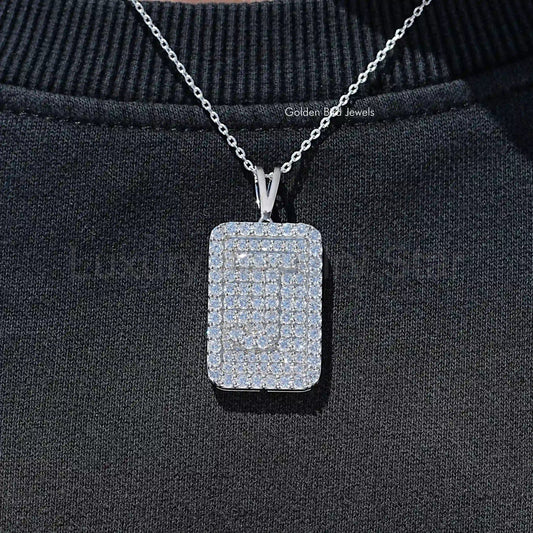 Round Cut Lab Diamond Custom Letter Pendant