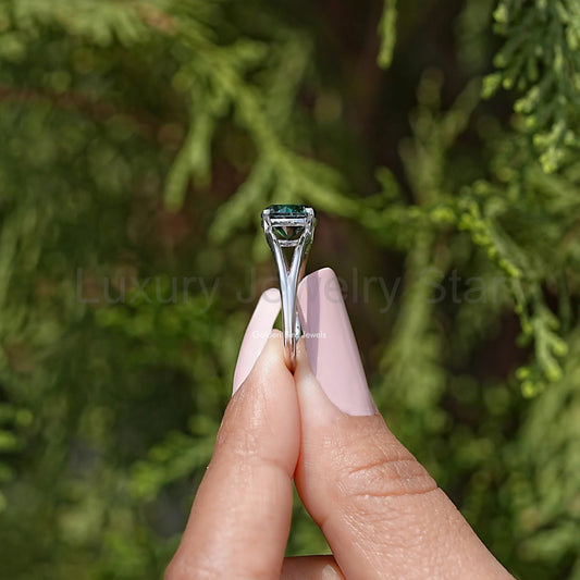 Round Cut Moissanite Split Shank Engagement Ring - image 2