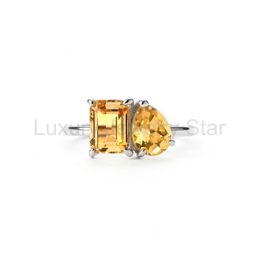 Citrine Toi et Moi Ring