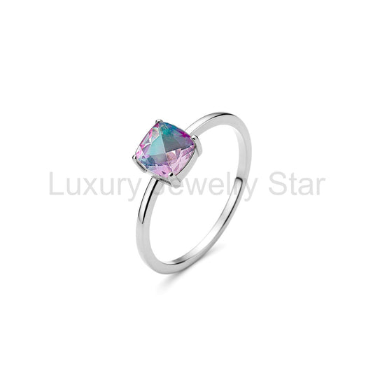 Cushion Cut Watermelon Tourmaline Ring