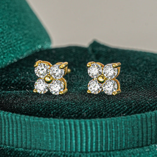 Four-leaf clover Moissanite Stud Earrings - image 2