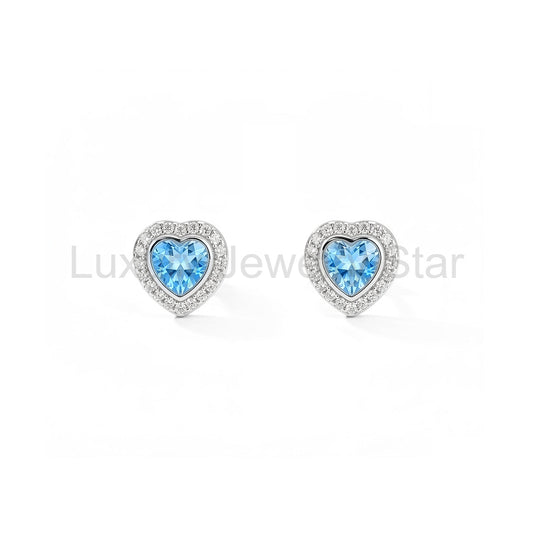 Heart Aquamarine Earrings