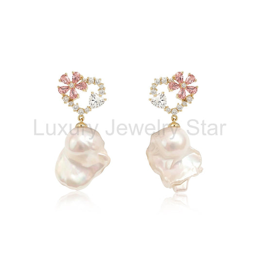 Heart Baroque Pearl Earrings
