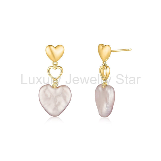 Heart-Shaped Pearl Earrings