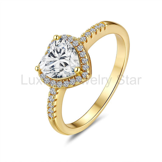 Moissanite Heart Halo Ring