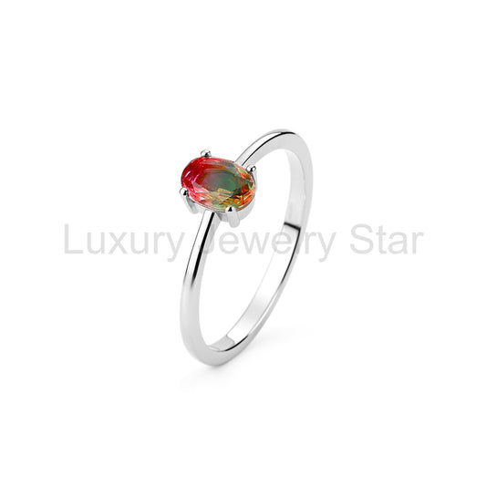 Oval Watermelon Tourmaline Ring
