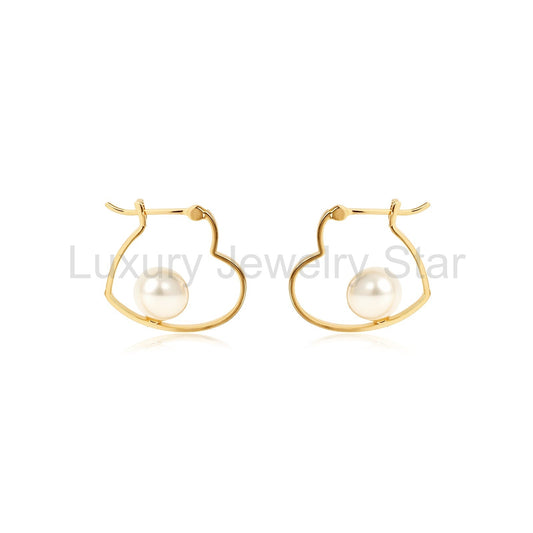Pearl Heart Hoop Earrings