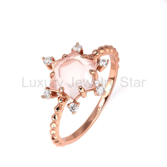 Snowflake Pink Crystal Ring