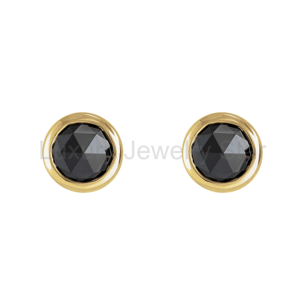 Rose-Cut Black Diamond Stud Earrings