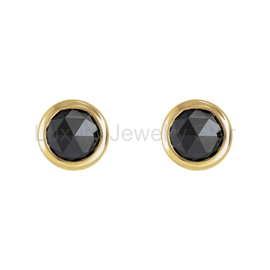 Rose-Cut Black Diamond Stud Earrings