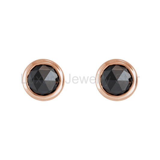 Rose-Cut Black Diamond Stud Earrings