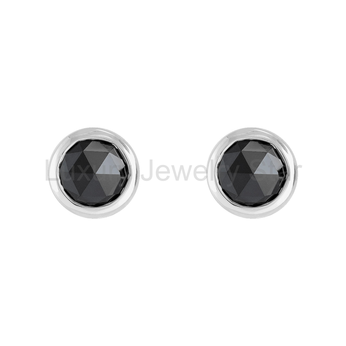 Rose-Cut Black Diamond Stud Earrings
