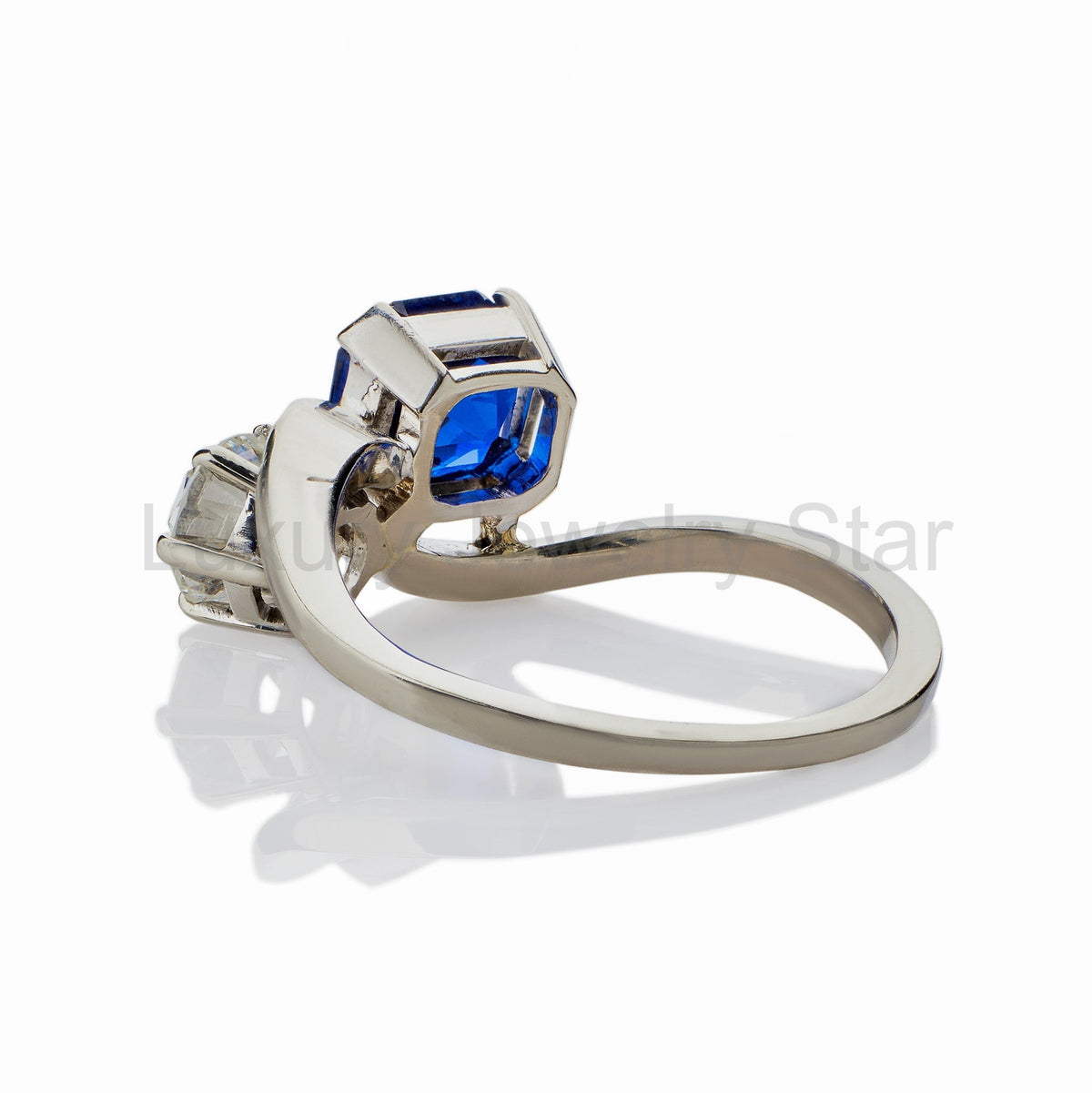 "Toi et Moi" Untreated Burmese Sapphire and Diamond Ring - image 4