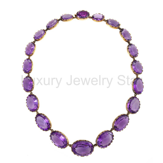 Amethyst Rivière Necklace and Earrings Suite