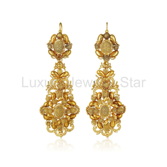 Antique 18K Gold Cannetille Earrings