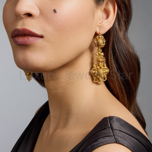 Antique 18K Gold Cannetille Earrings - image 2