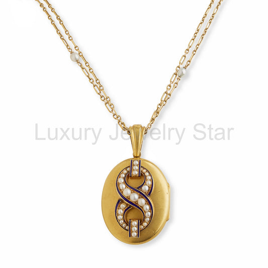Antique Seed Pearl Infinity Pendant Locket