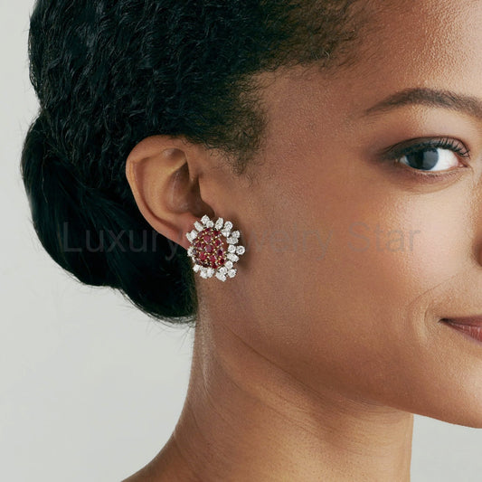 Boucheron Paris Ruby and Diamond Flower Earrings - image 2