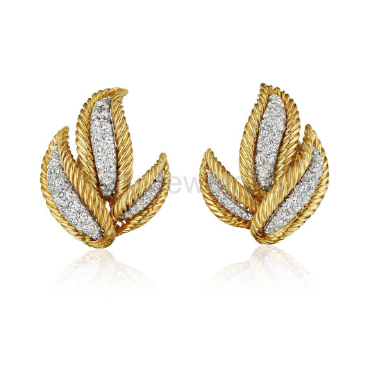 David Webb Diamond Leaf Earrings