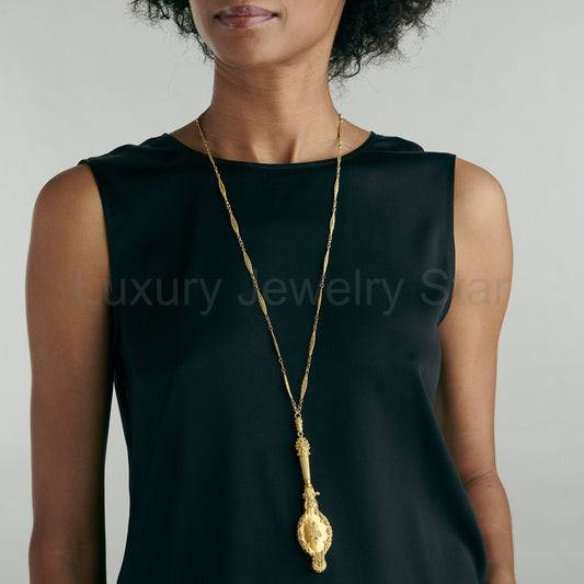 Demantoid Garnet and Diamond Lorgnette Necklace - image 2