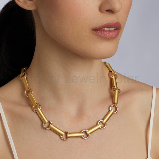 English 15K Bi-color Rose and Yellow Gold Necklace - image 2