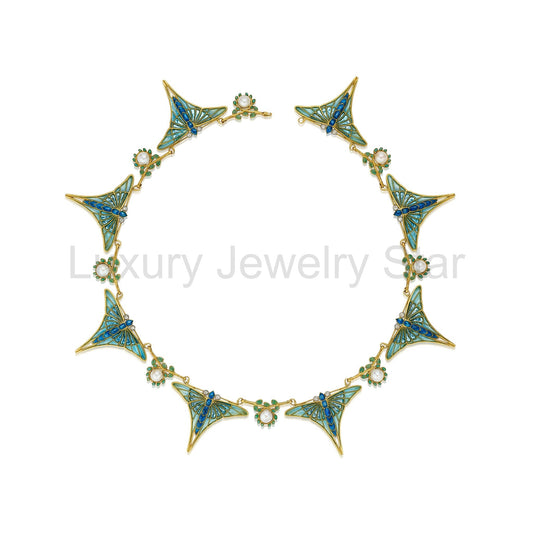 Eugène Feuillâtre Art Nouveau Butterfly Necklace - image 2