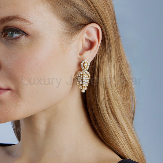 Fred Paris 18K Gold and Diamond Pendant Earrings - image 2