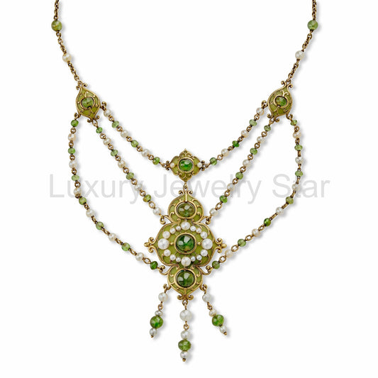 Marcus & Co. Plique-à-jour Enamel and Peridot Necklace