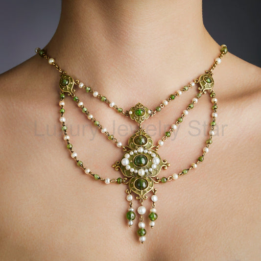 Marcus & Co. Plique-à-jour Enamel and Peridot Necklace - image 2