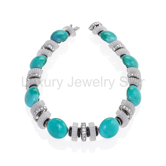 Mauboussin Turquoise, Chalcedony and Diamond Necklace