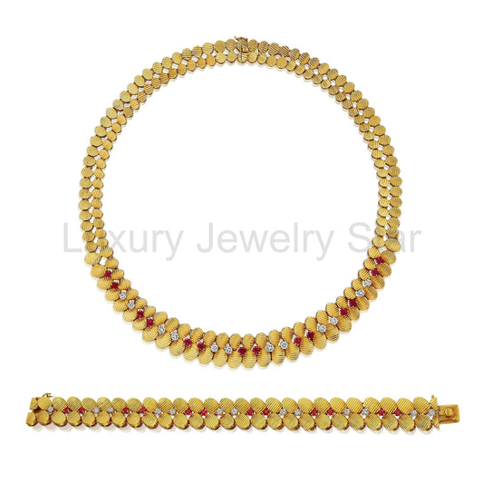 Péry & Fils Mid-Century Ruby and Diamond Suite