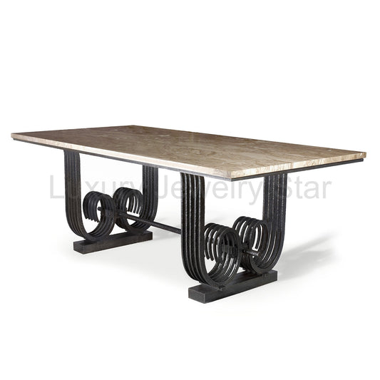 Raymond Subes Wrought Iron and Marble Table