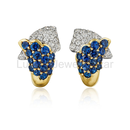 Sapphire and Diamond Clip Earrings