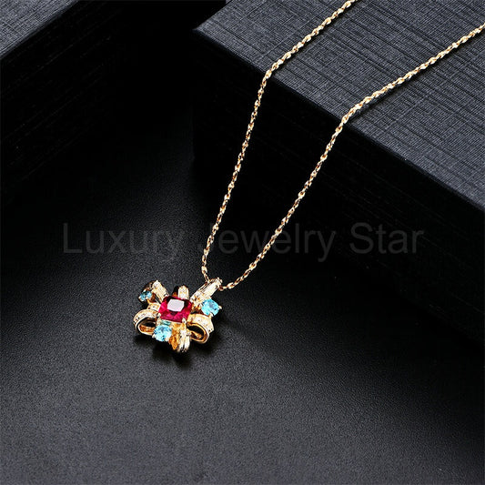 Art Deco Asscher Ruby Side Stone Necklace In Sterling Silver - image 2