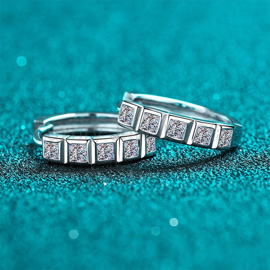 Bezel Princess Cut Moissanite Hoop Earrings In Sterling Silver - image 2