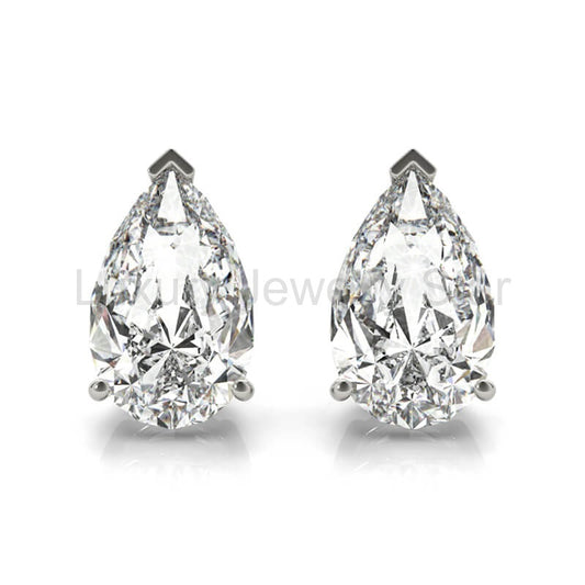 Classic Solitaire Pear Cut Moissanite Stud Earrings