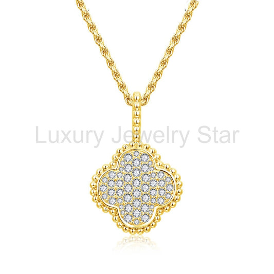 Clover Cluster Moissanite Necklace In Sterling Silver