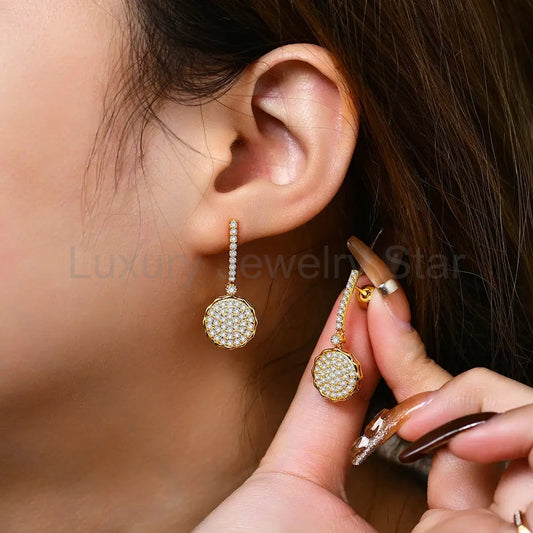 Cluster Moissanite Pave Drop Earrings In Sterling Silver - image 2