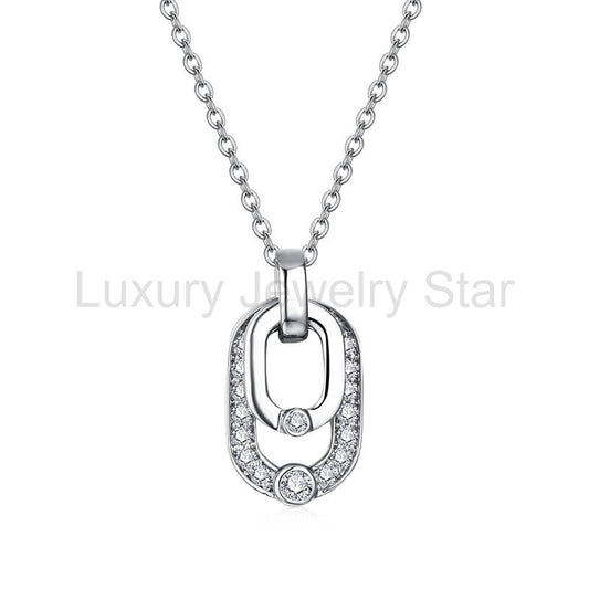 Double Geometric Loop Moissanite Pave Necklace In Sterling Silver - image 2