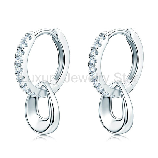 Double Hoop Moissanite Pave Earrings In Sterling Silver - image 2