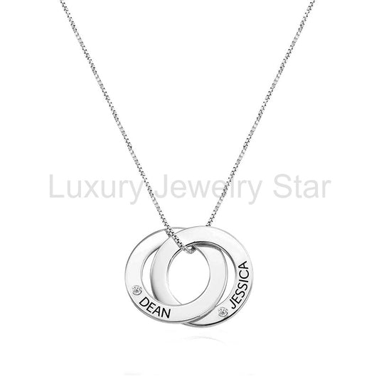 Engravable Interlocking Circles With Moissanite Necklace In Sterling Silver - image 2