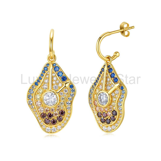 Famous Paintings "The Persistence of Memory" Inspired Moissanite Drop Earrings