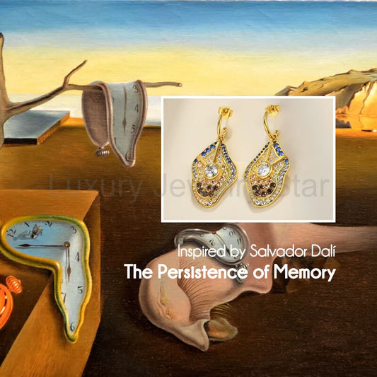 Famous Paintings "The Persistence of Memory" Inspired Moissanite Drop Earrings - image 2