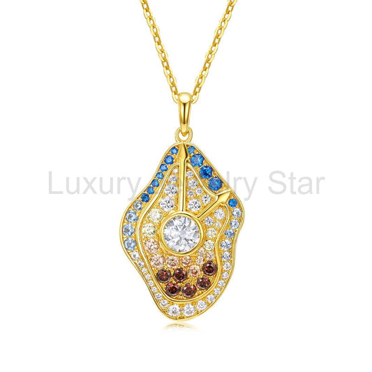 Famous Paintings "The Persistence of Memory" Inspired Moissanite Drop Necklace
