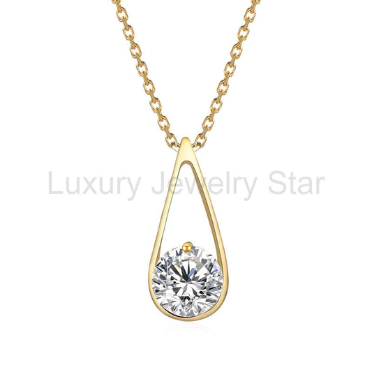 Fashion Solitaire Round Moissanite Sterling Silver Necklace - image 2