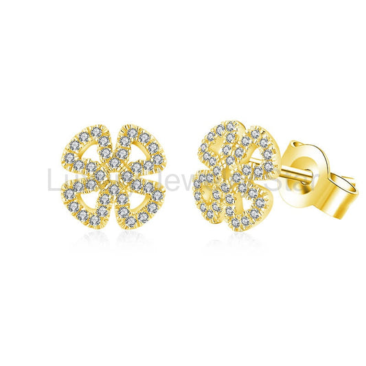 Four Leaf Clover Moissanite Pave Stud Earrings In Sterling Silver - image 2