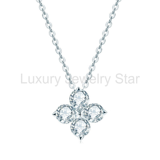 Four Stone Moissanite Cluster Pendant Necklace